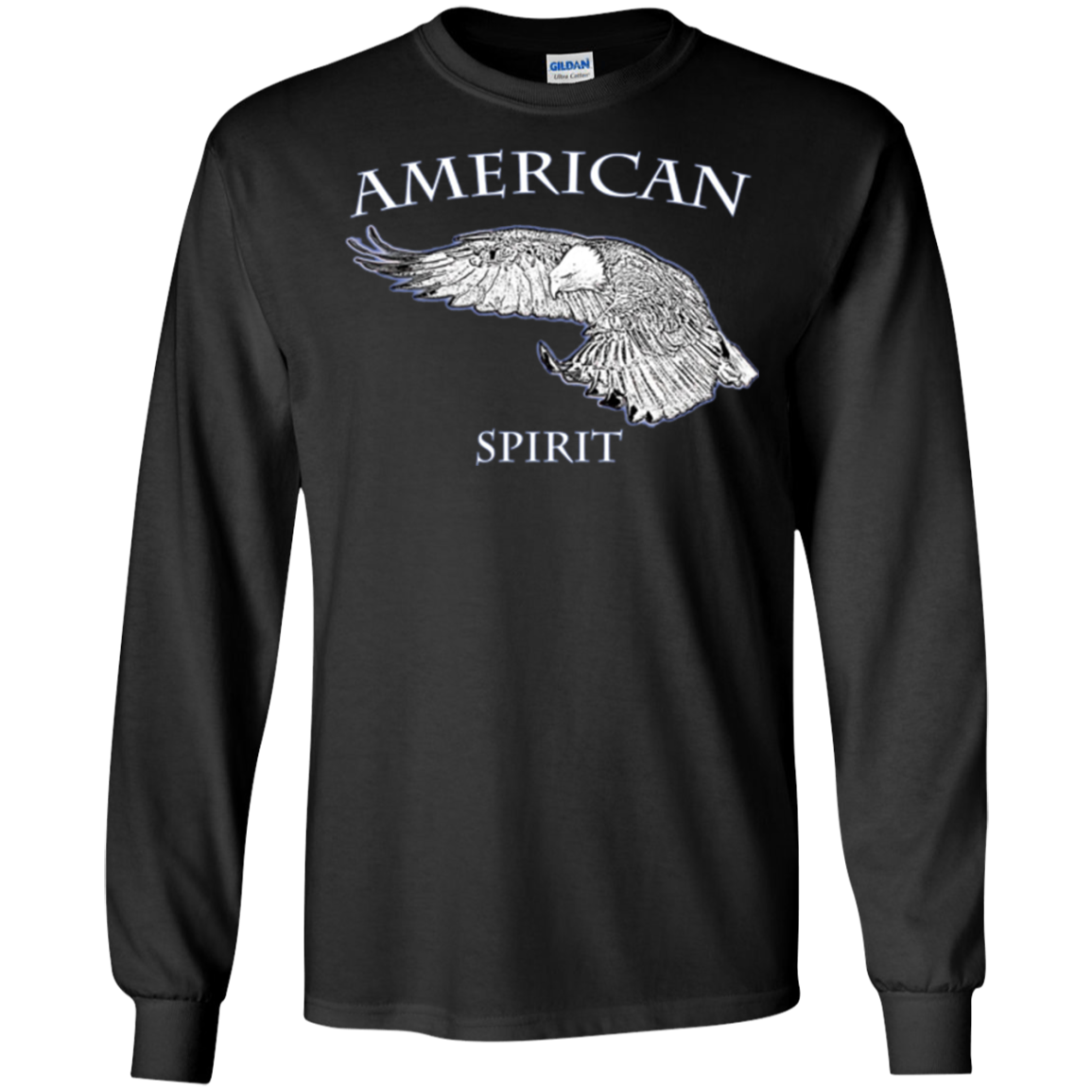 AMERICAN Spirit Bald Eagle Long Sleeve T-shirt B & W Art