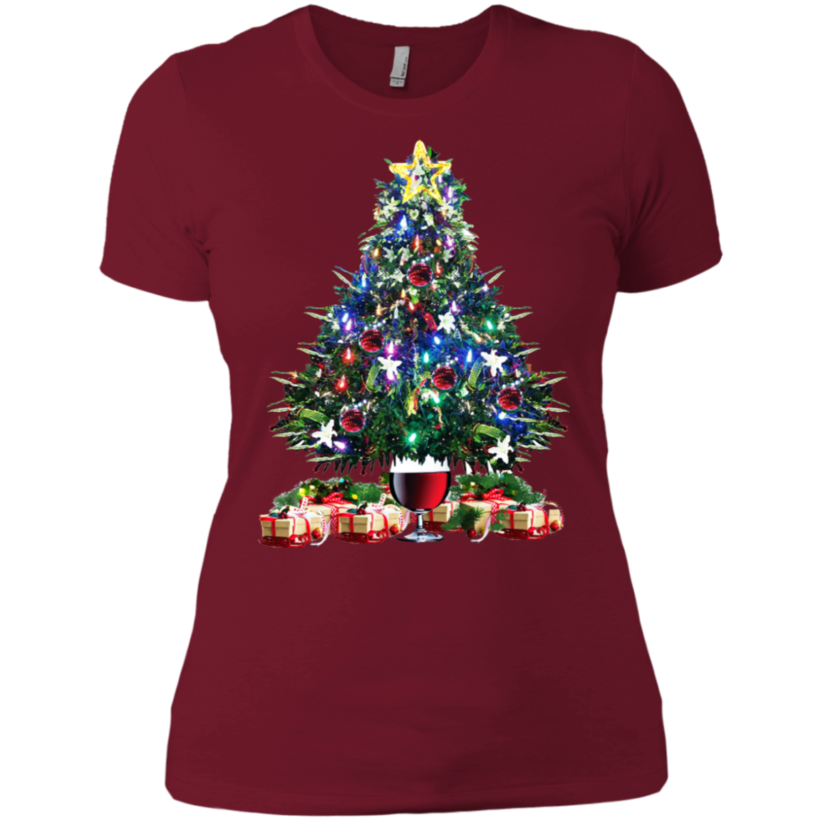 Christmas Tree Wine Glass - Merry Xmas Shirt Tee