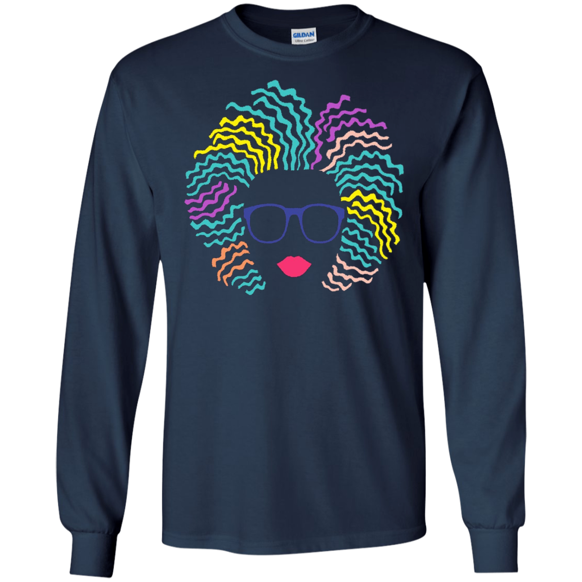 Afro Girl T-Shirt: Natural Hair & Glasses, Black Women Art