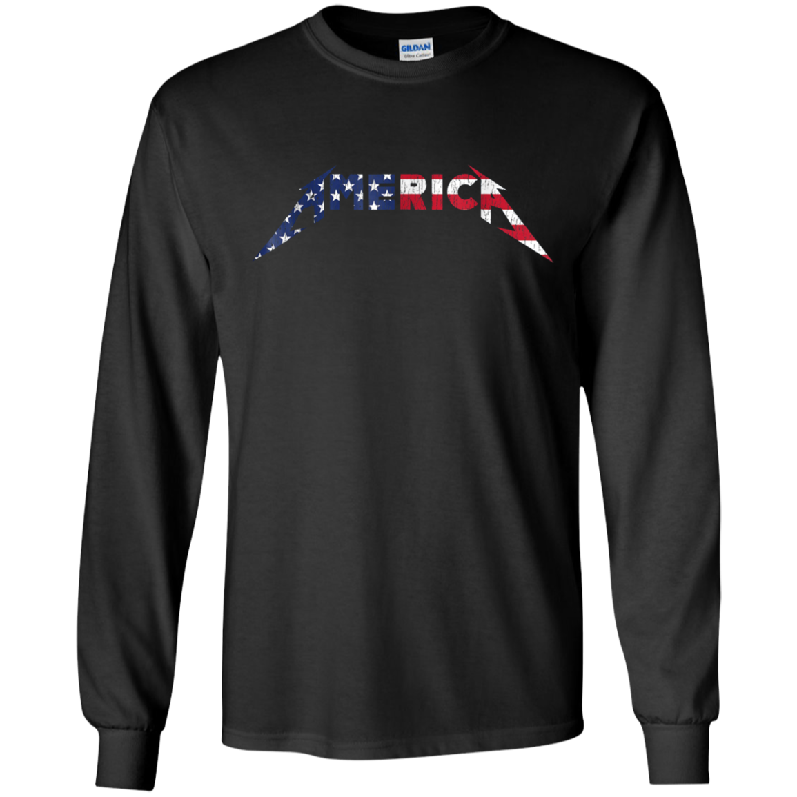 America Heavy Metal Style American Flag T-Shirt