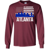 Image of Atlanta Skyline Distressed American Flag Long Sleeve Shirt