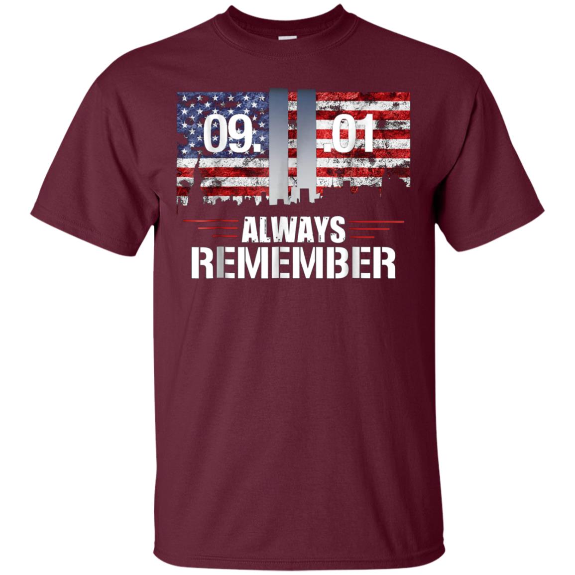 Always Remember 9/11 Memorial USA Flag Patriot Day Tee