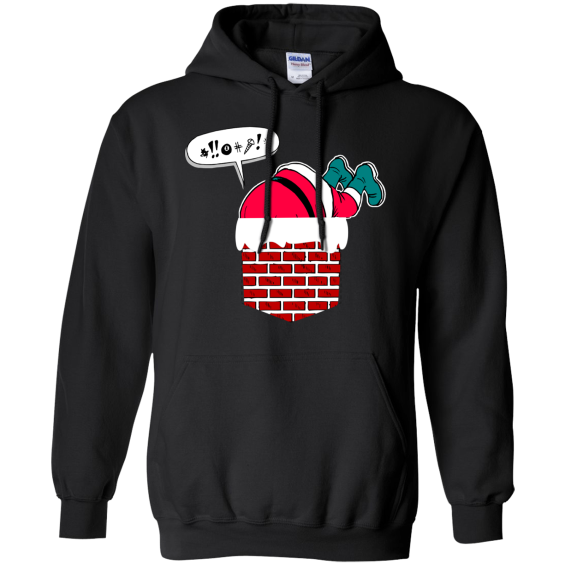 Santa Stuck In Chimney T Shirt Funny Christmas Pocket Gift