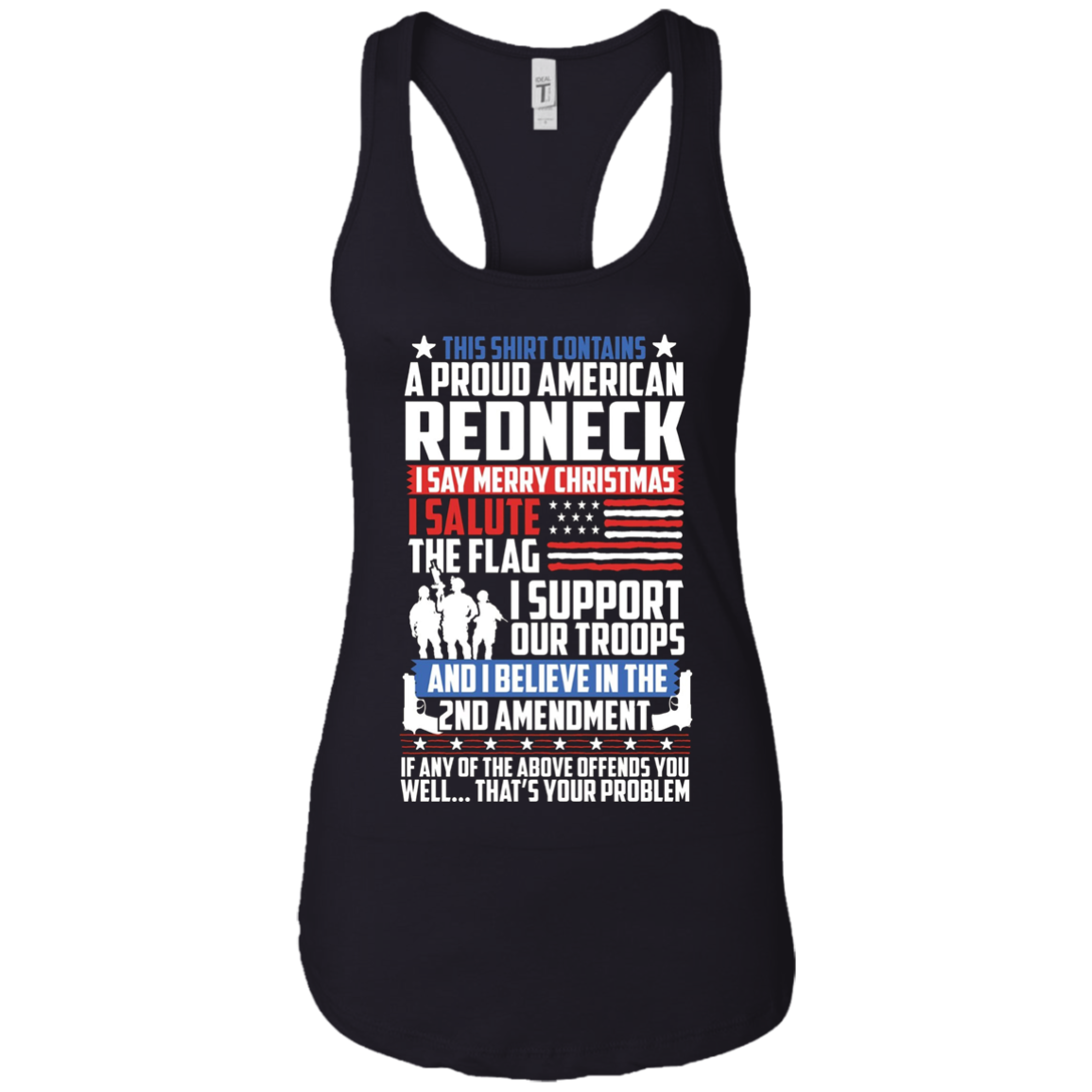 A Proud American Redneck Support Guns Troops Flag T Shirt