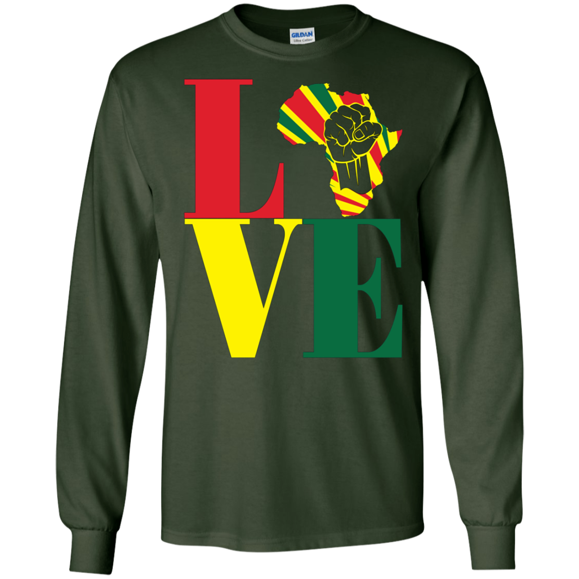 African black power map raised fist I love Africa t-shirt