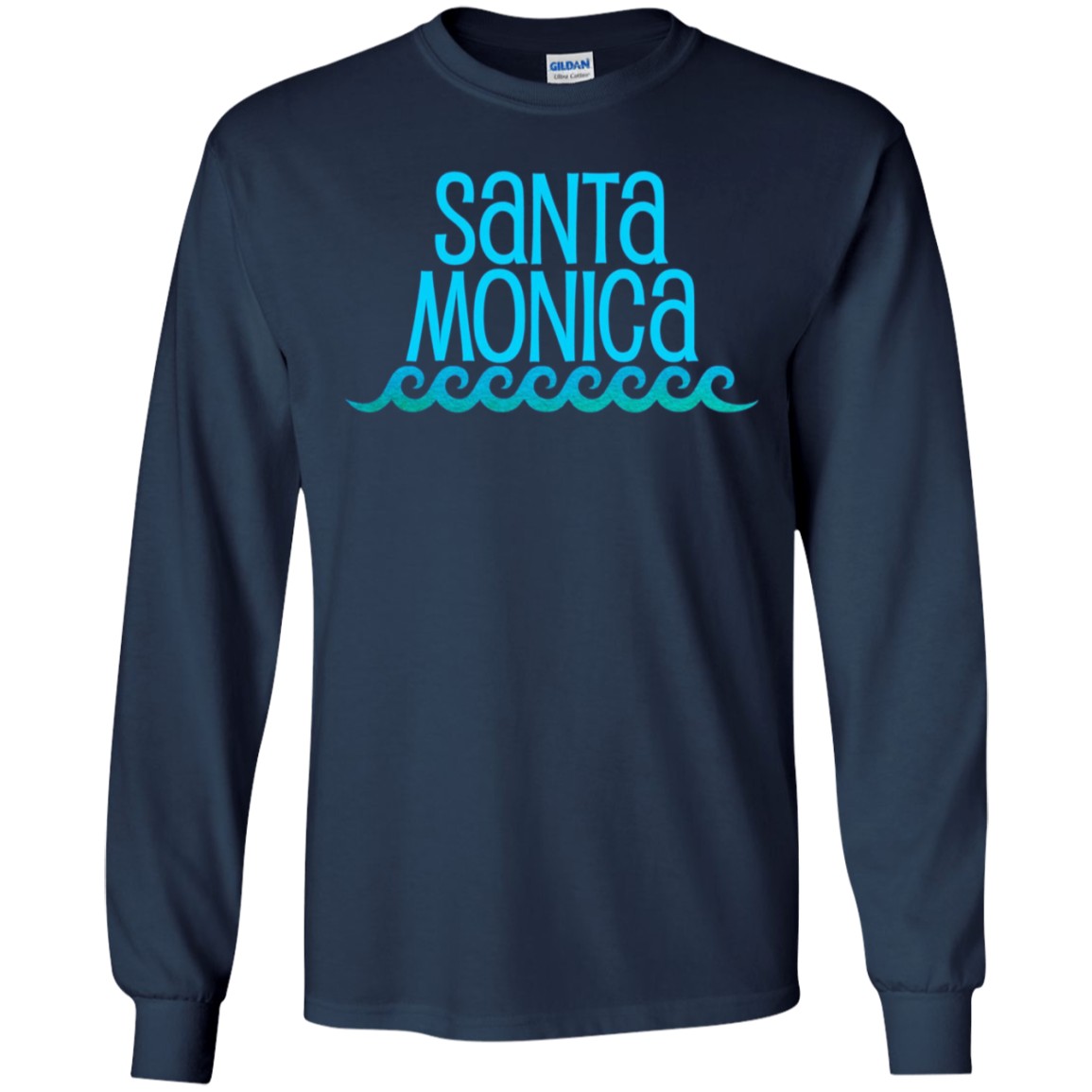 Santa Monica Beach Long Sleeve T-Shirt Waves Surf Tee Shirt