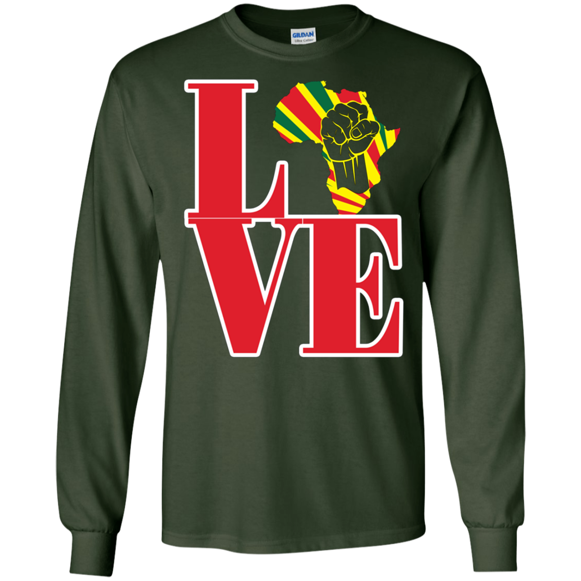 African black power map raised fist I love Africa t-shirt