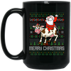 Image of Santa Riding Cow Merry Xmas Farming Gift Tshirt