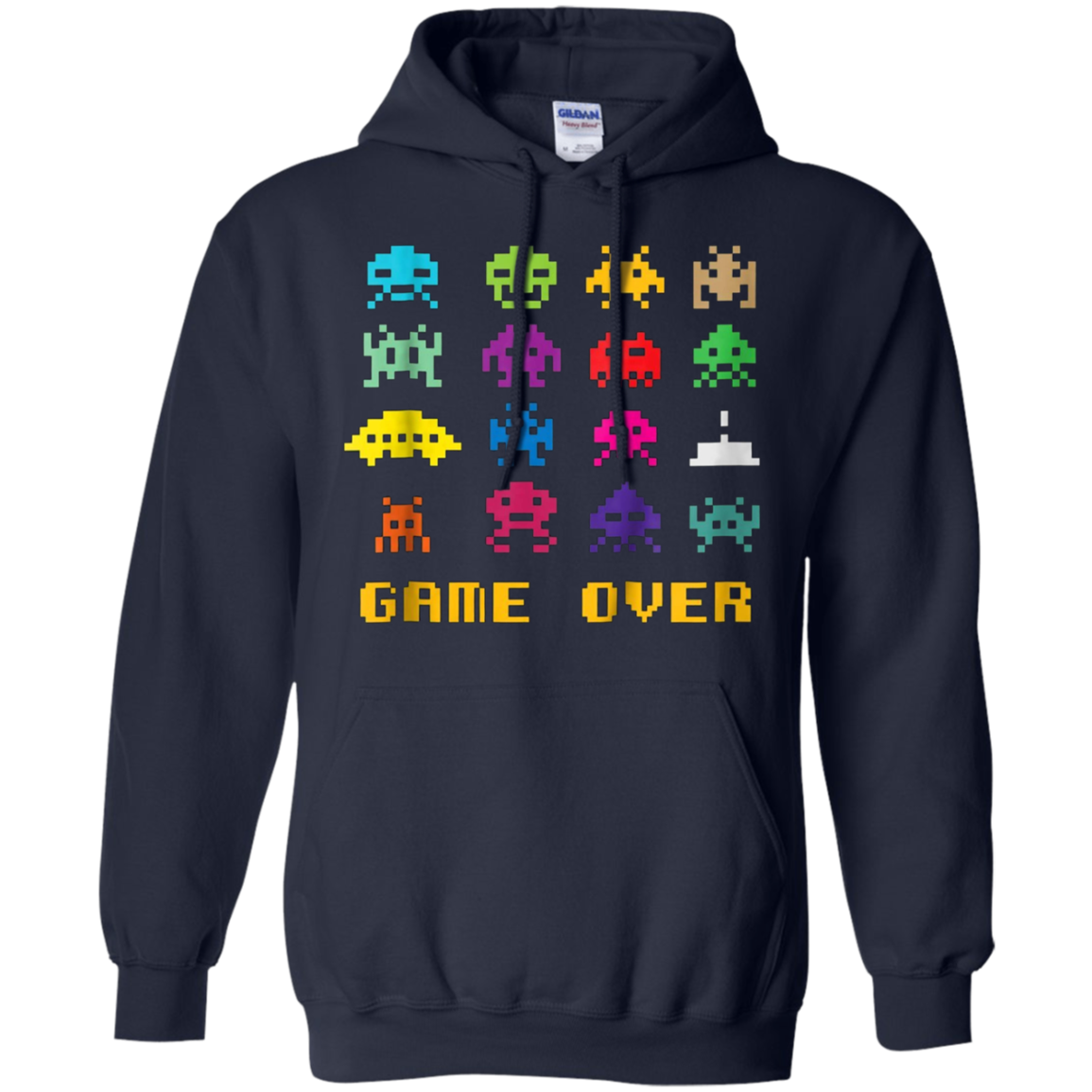 "Game Over" retro alien invaders tshirt 80s 8-bit video game
