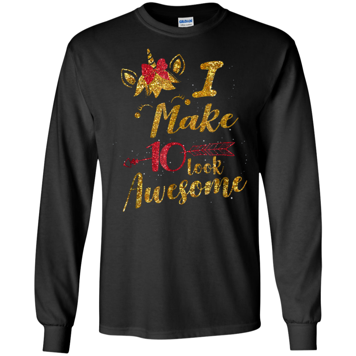 10th Birthday Gift Unicorn T-Shirt I Make 10 Look Awesome