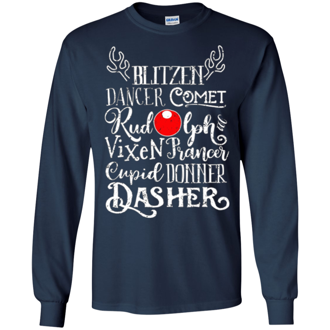 Santa's Reindeer Rudolph List Vintage Christmas Gift T-Shirt