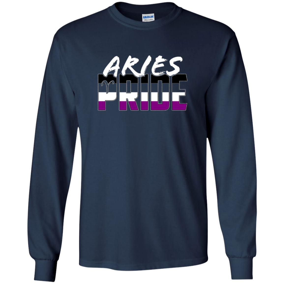 Aries Asexual Pride Flag Zodiac Sign Long Sleeve T-Shirt