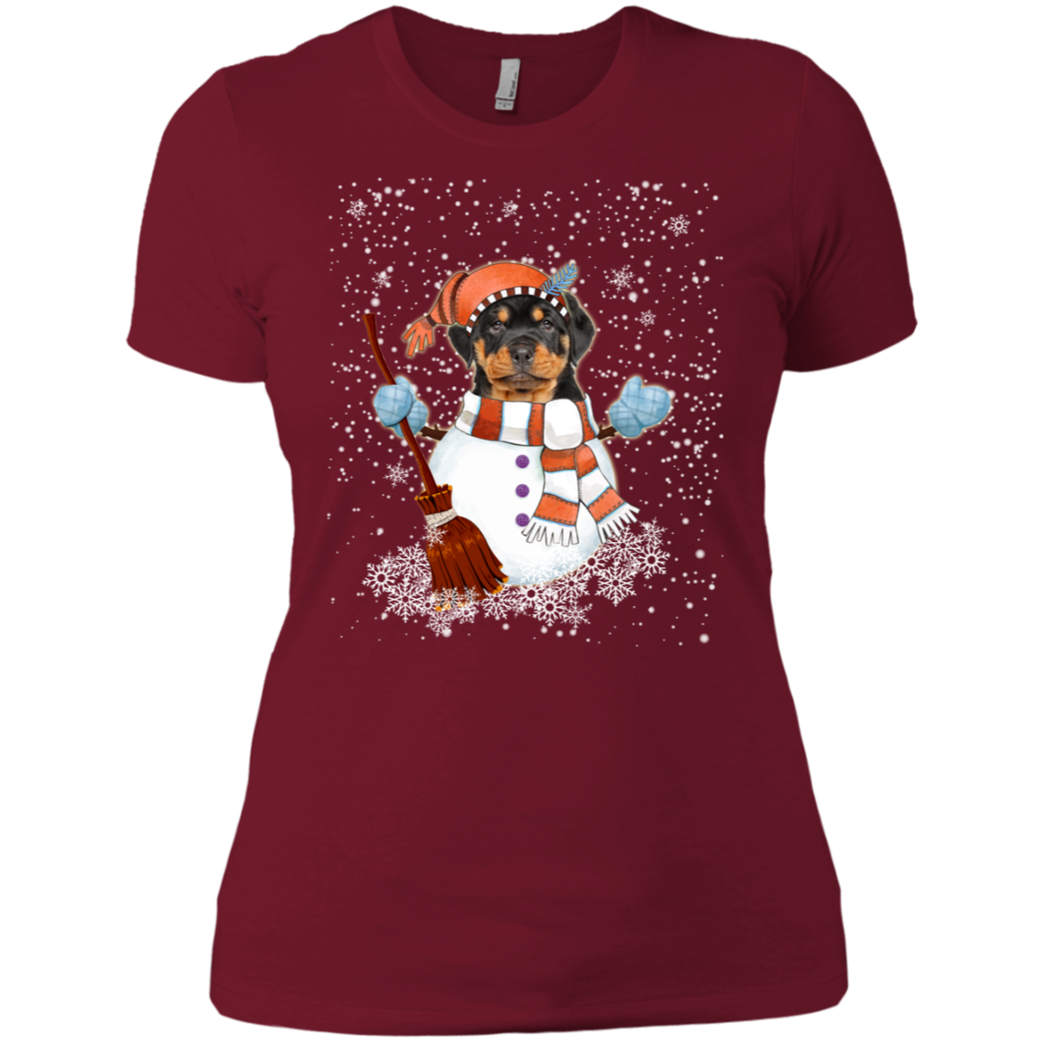 Christmas Snowman Rottweiler Funny T-shirt