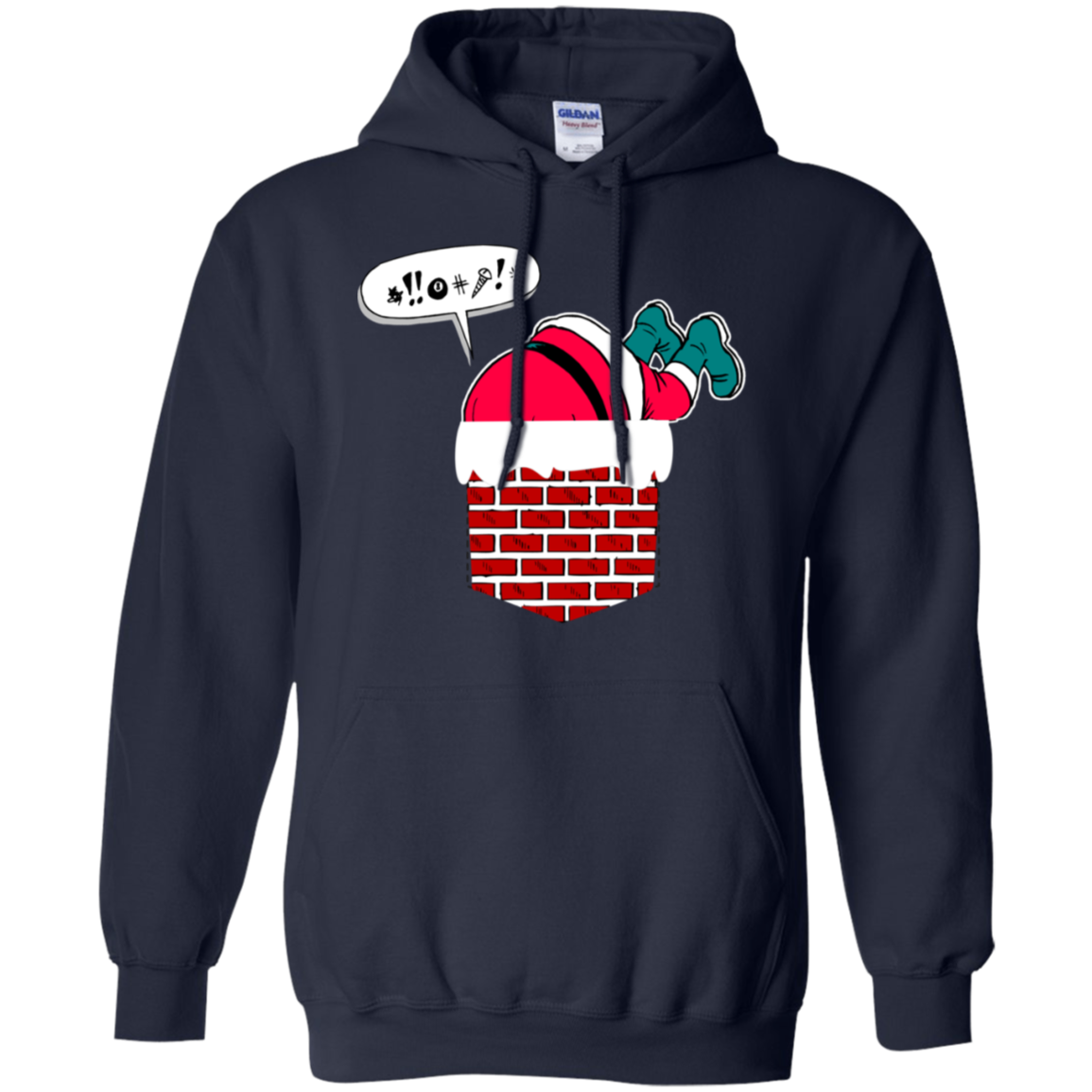 Santa Stuck In Chimney T Shirt Funny Christmas Pocket Gift