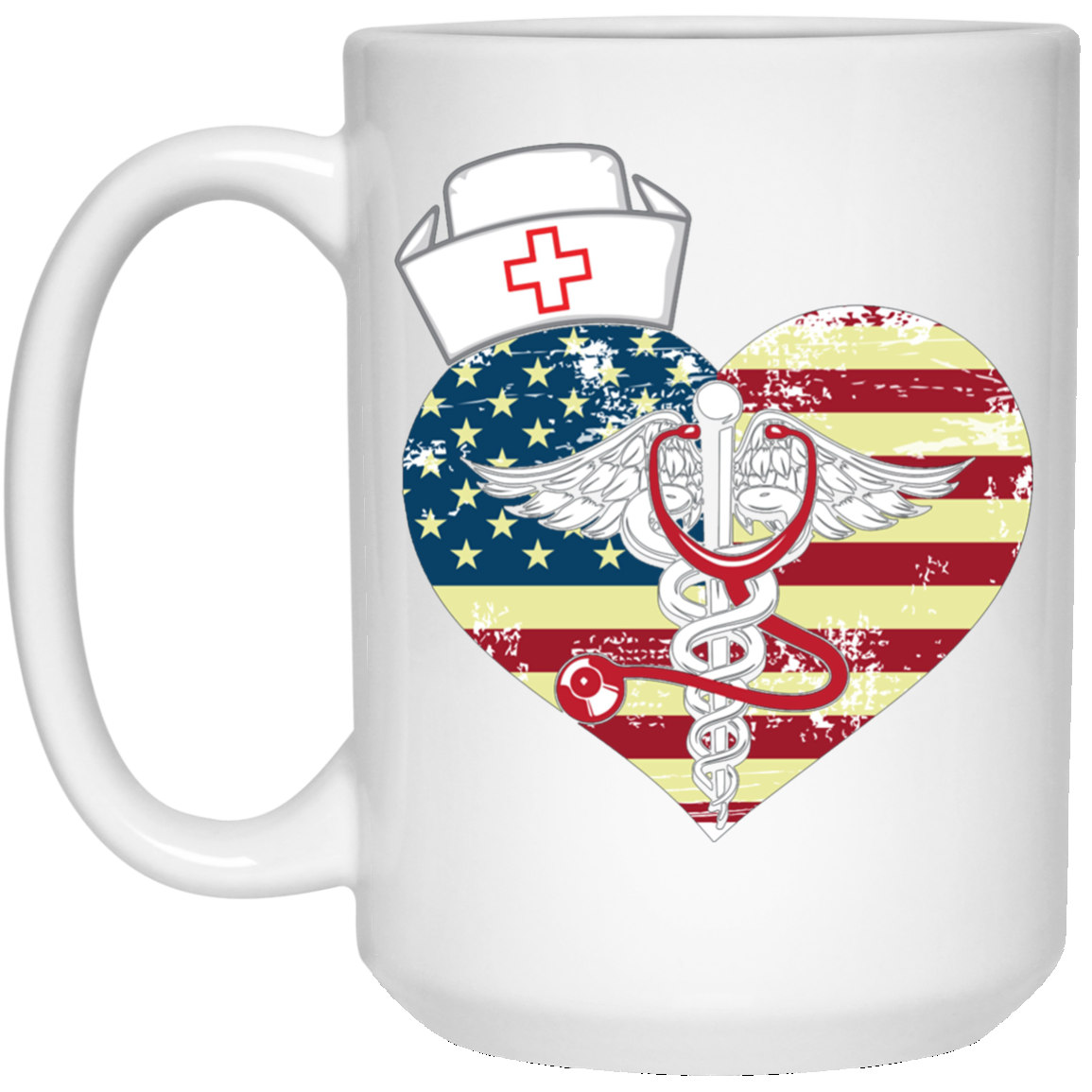 American Flag Nursing Heart National Nurse Week T-shirt