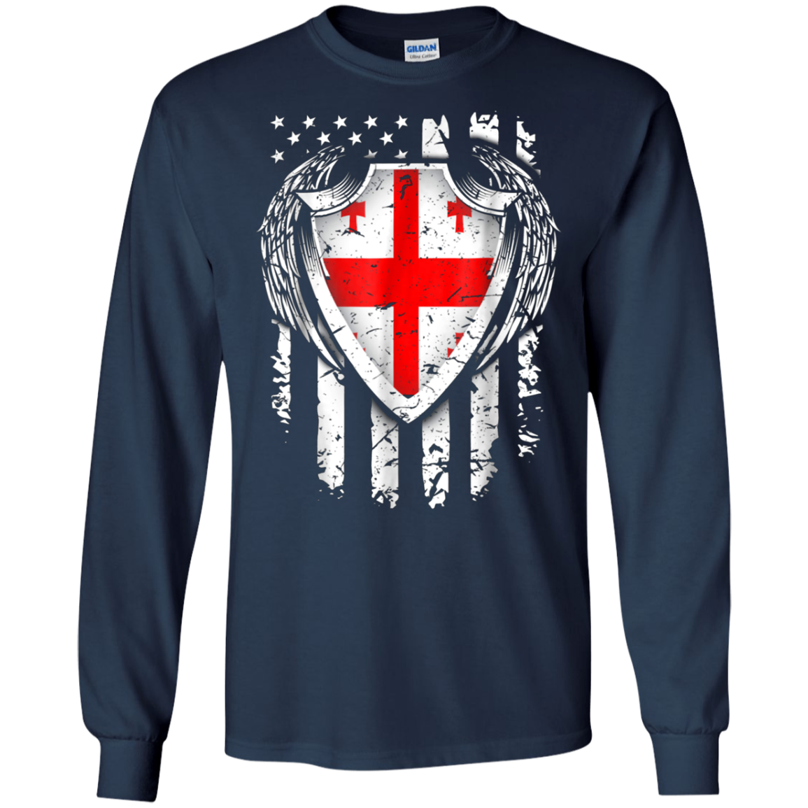 Angel Georgian American Flag Patriotic Georgia USA Tshirt