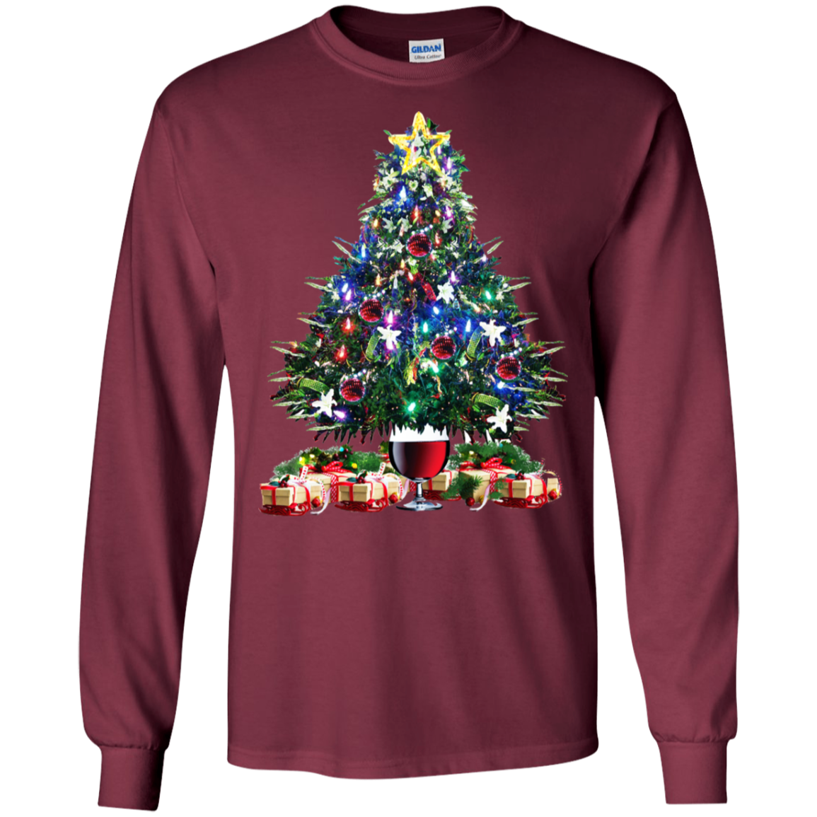 Christmas Tree Wine Glass - Merry Xmas Shirt Tee