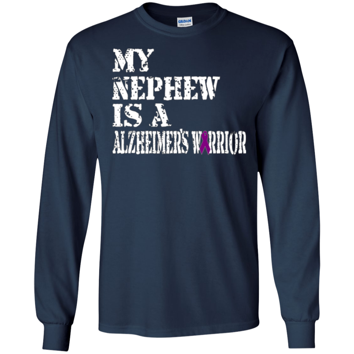Alzheimer's Awareness T Shirt For Nephews Purple Ribbon Tee