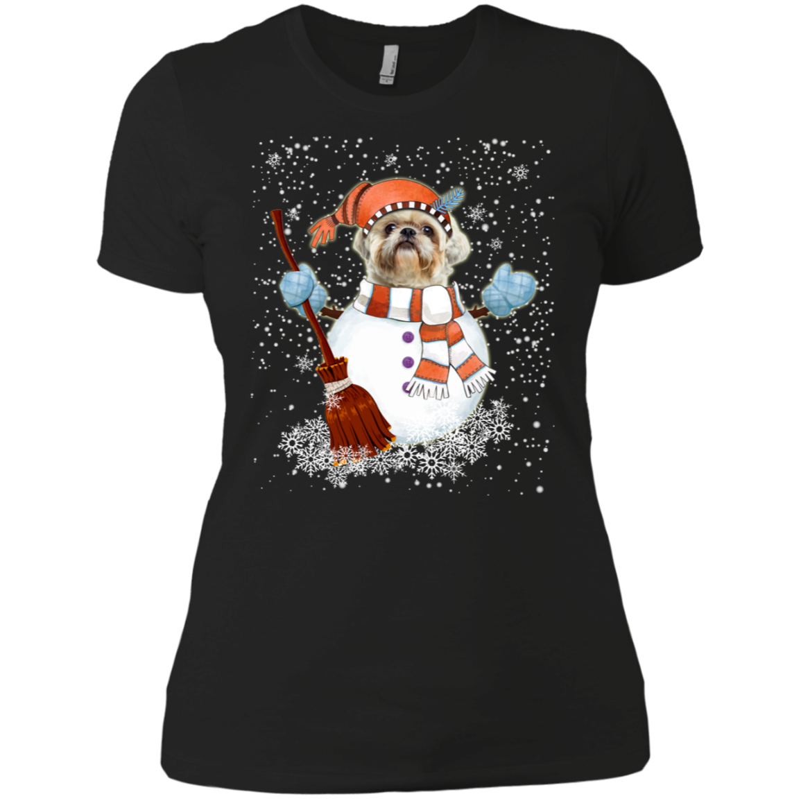 Christmas Snowman Shih Tzu Funny T-shirt