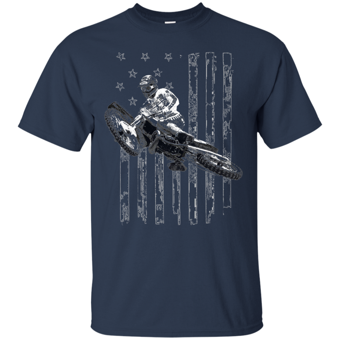 American Flag Motocross Dirt Bike Graphic T-shirt