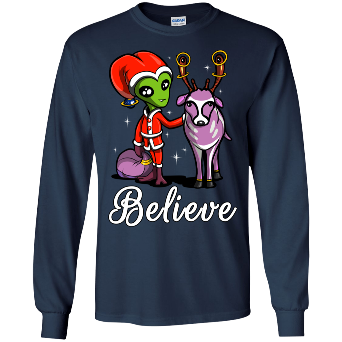 Alien Santa Christmas Funny Ufo Reindeer T-Shirt