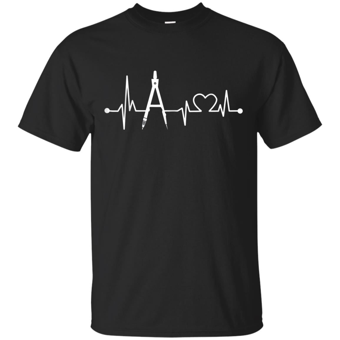 Architect Heartbeat T-Shirt Funny Compass Architecture Gift