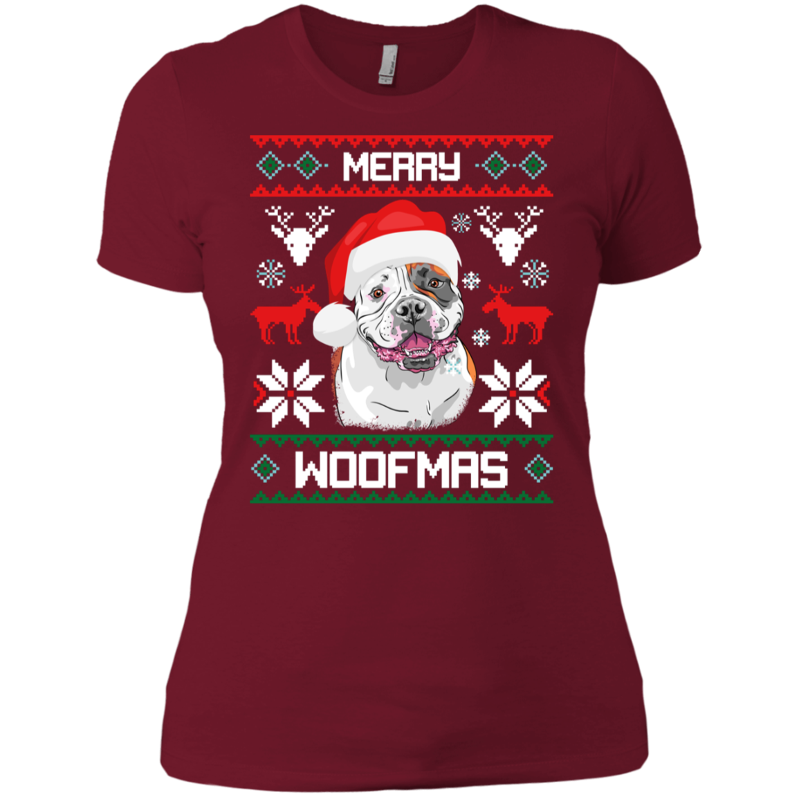 American Bulldog Merry Woofmas T-Shirt Christmas