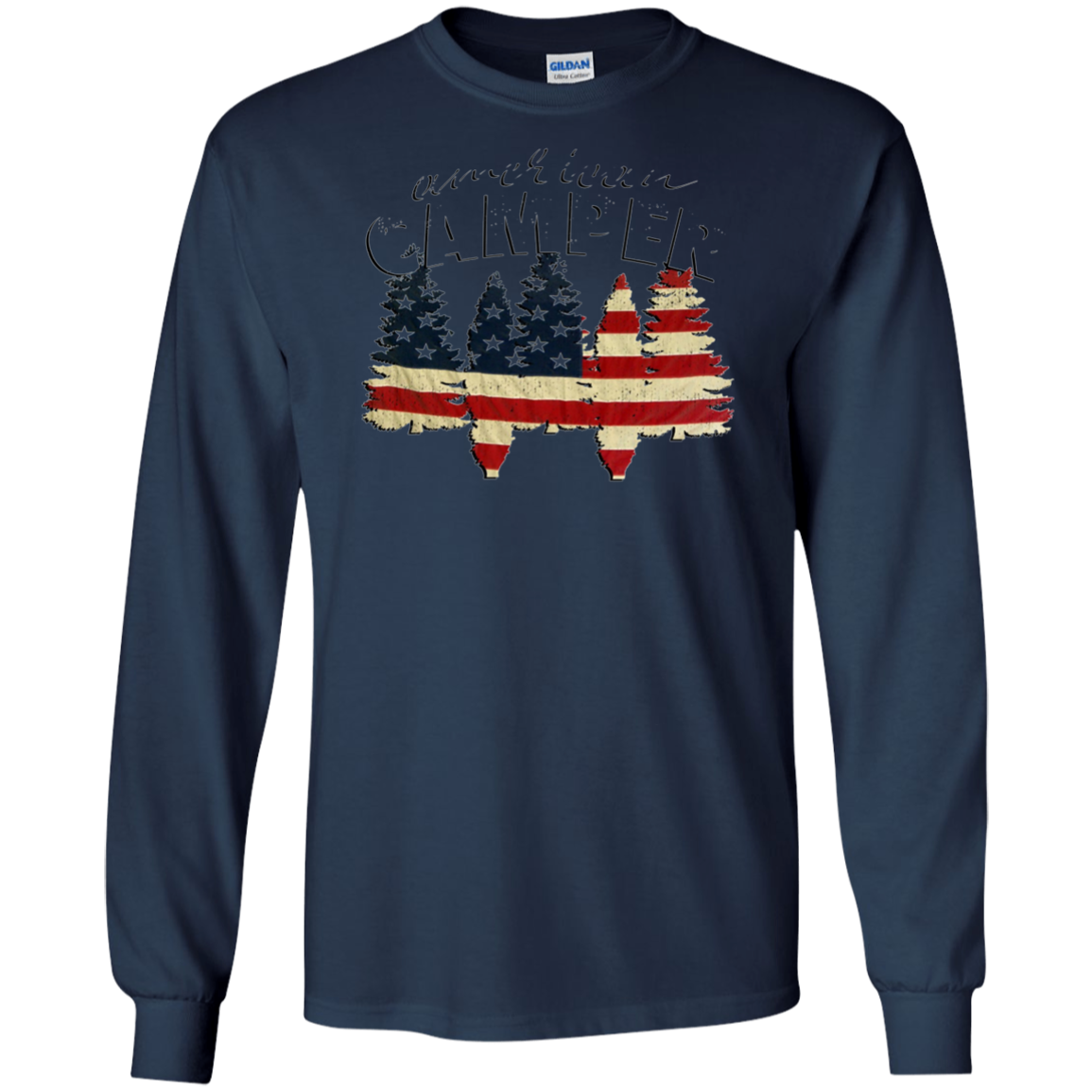 American Camper U.S. Flag Patriotic Camping T Shirt