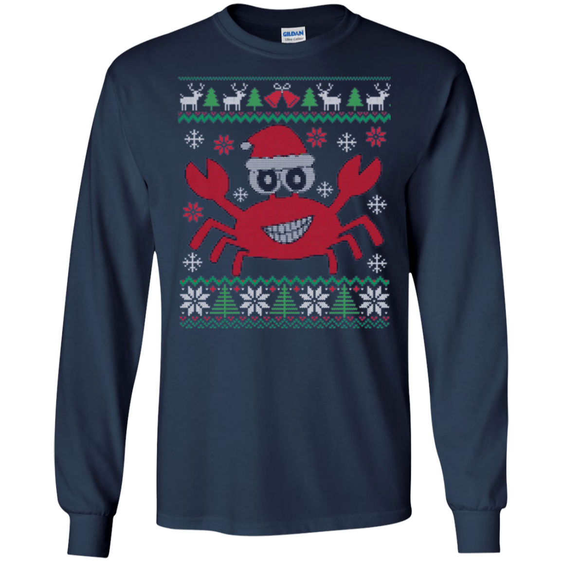 Santa Claws Festive Crab Ugly Christmas Sweater T-Shirt