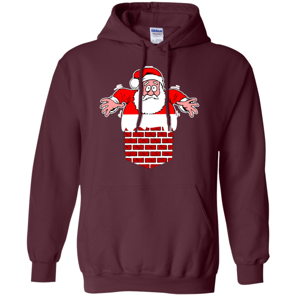 Santa Stuck In Chimney Christmas Pocket T Shirt Gift