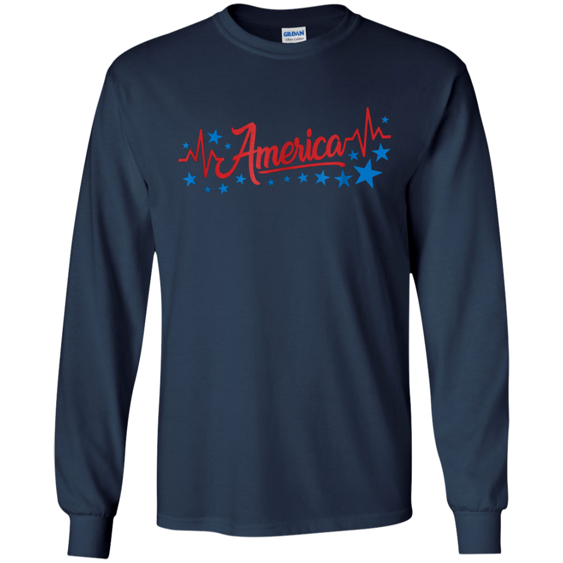 America Heartbeat Shirt Red Blue Fourth of July Outfit Stars