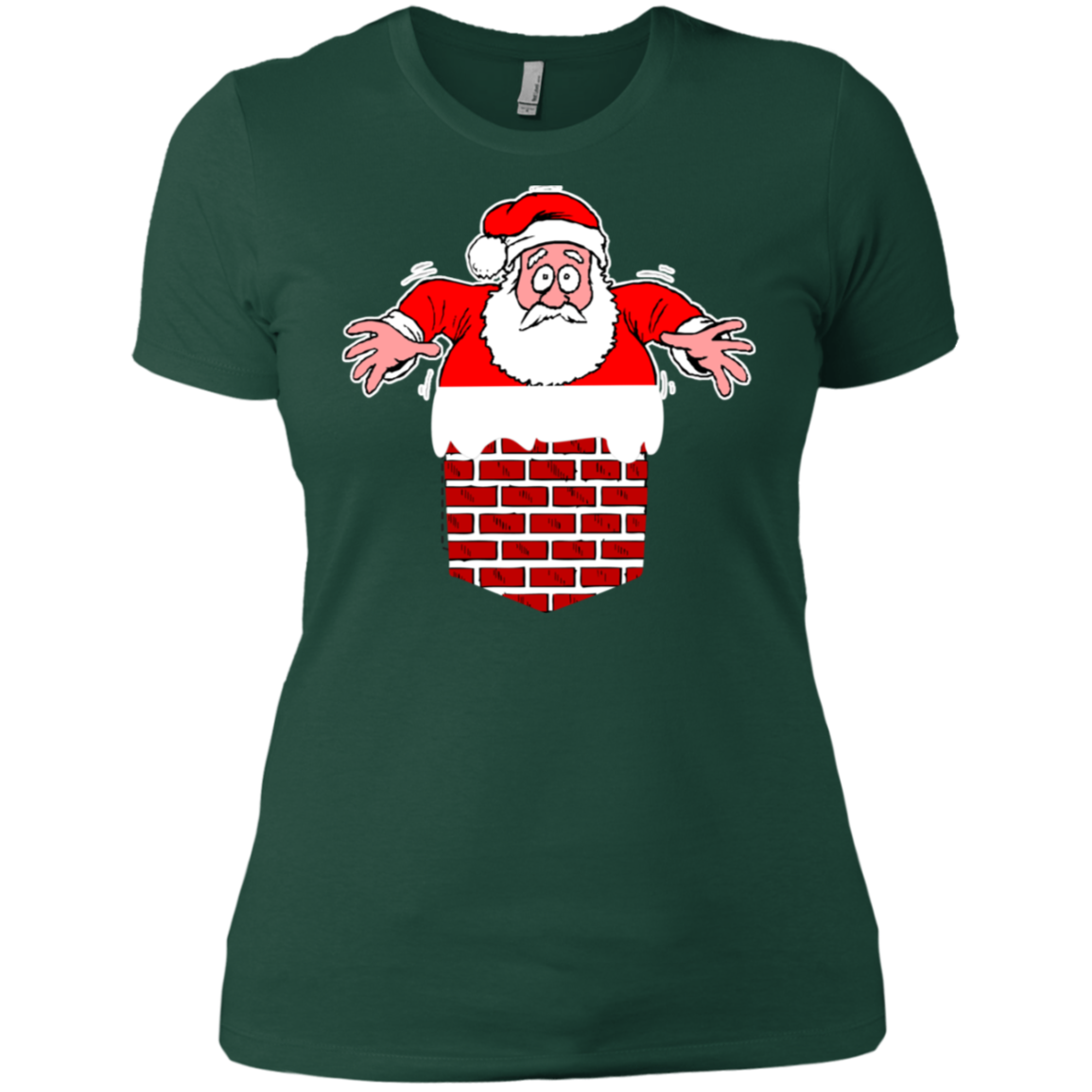 Santa Stuck In Chimney Christmas Pocket T Shirt Gift