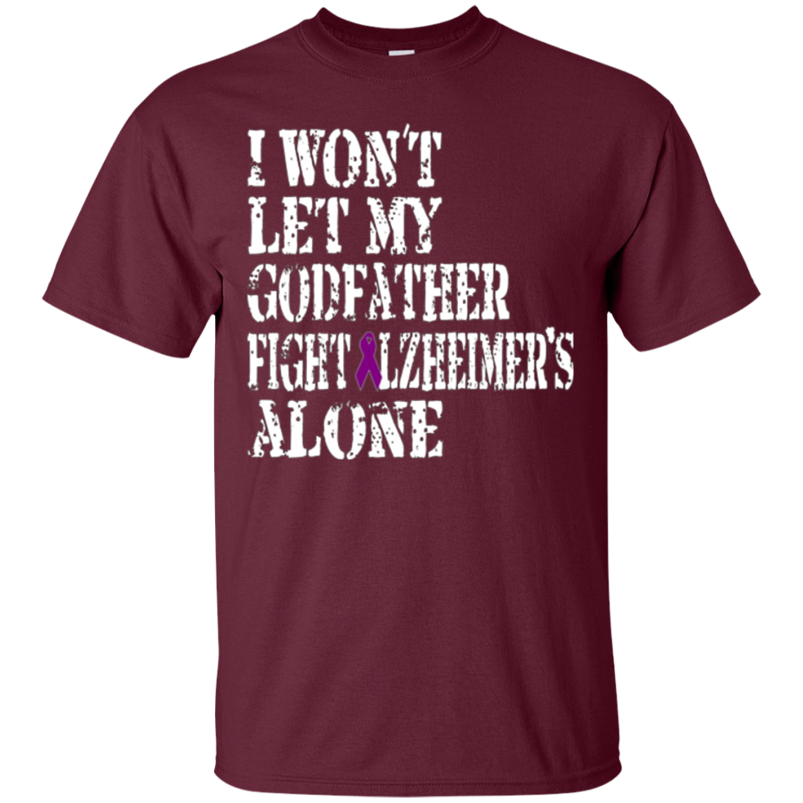 Alzheimer's Awareness Tee For Godfathers Purple Ribbon Tee