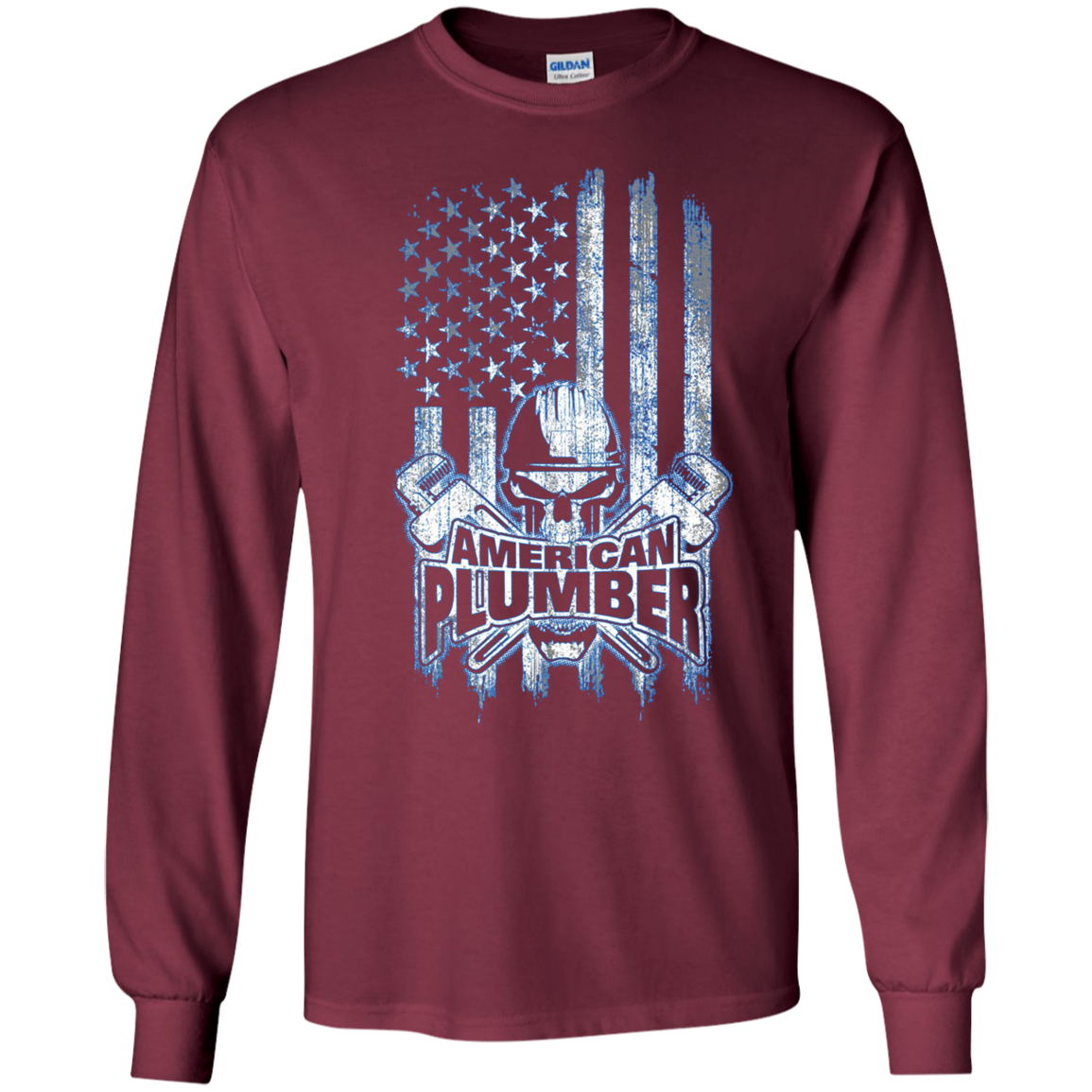 American Plumber T-Shirt Skull and Wrenches