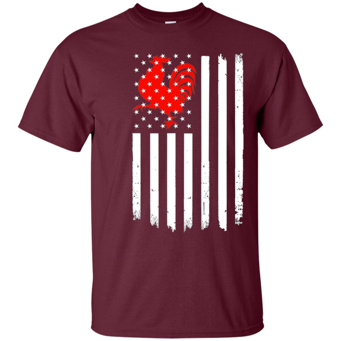 American US Flag Rooster Chicken T Shirt-Funny Patriotic Tee
