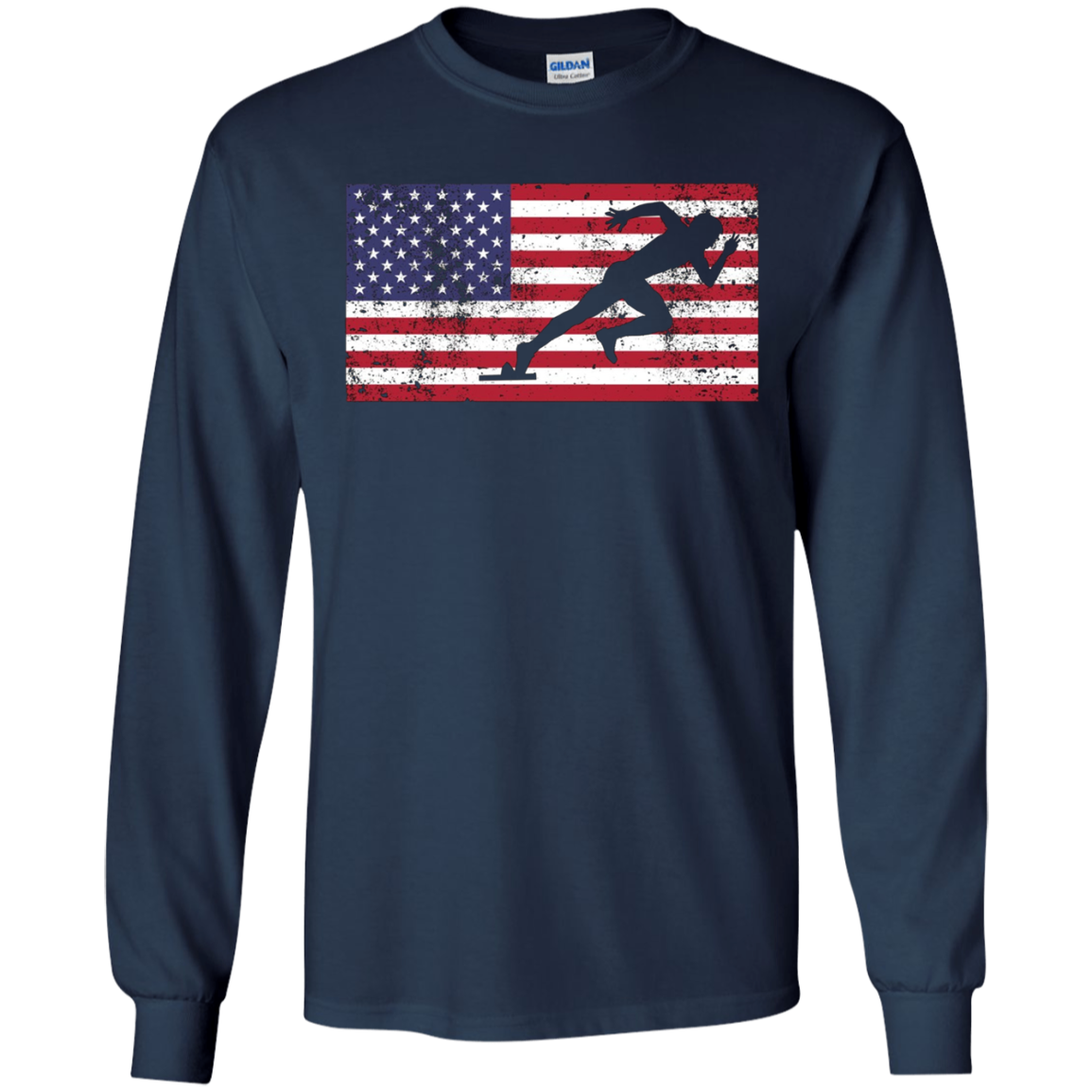 American Flag Runner Sprinter USA Patriotic T-Shirt Sport