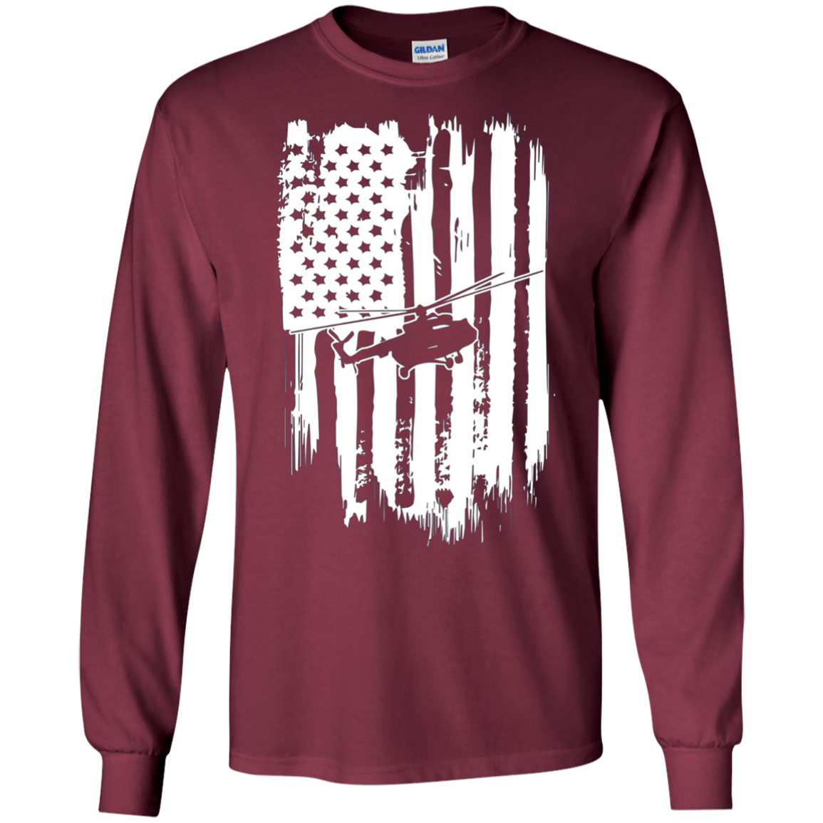 American Flag T-Shirt For Helicopter Pilot Or Fan Patriotic