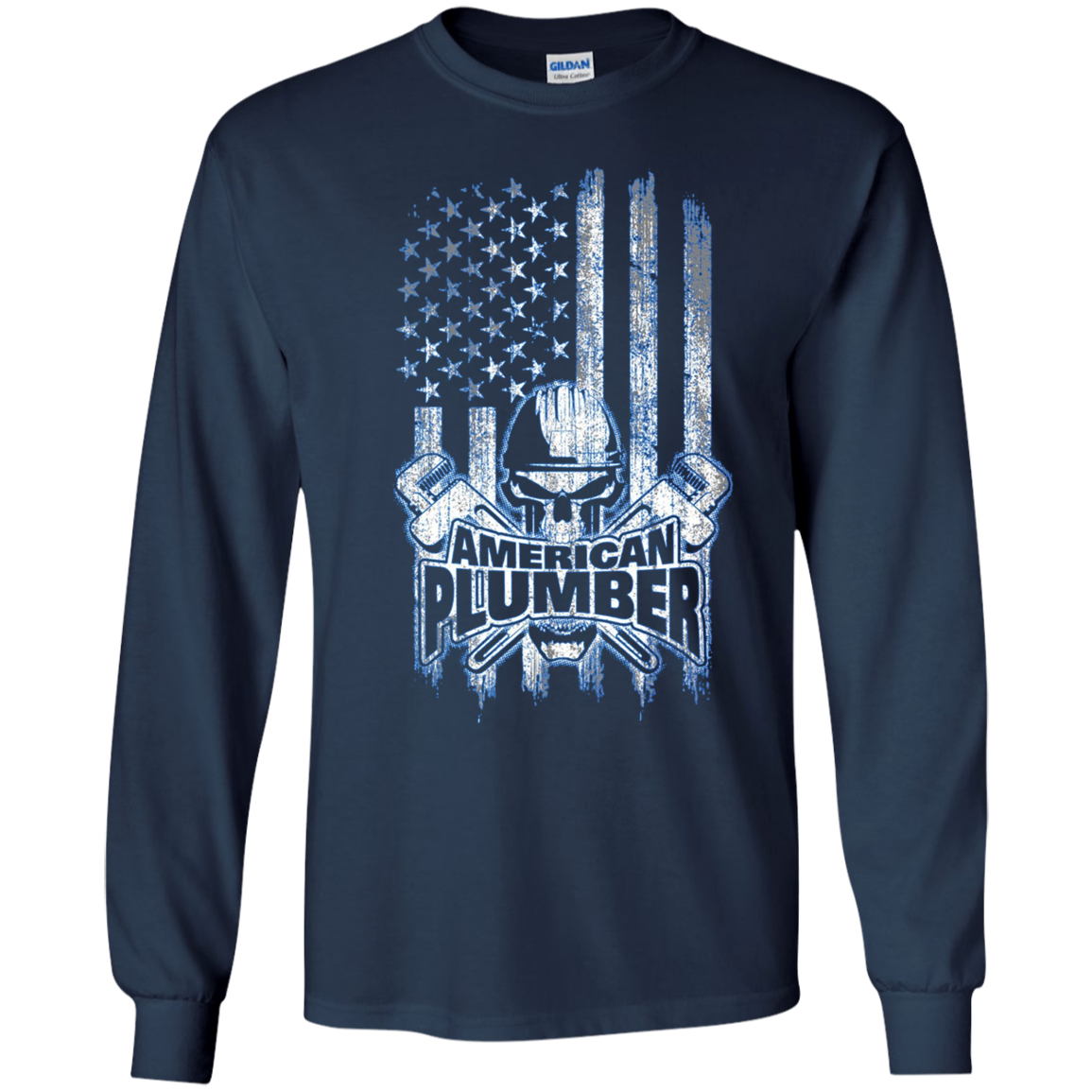 American Plumber T-Shirt Skull and Wrenches