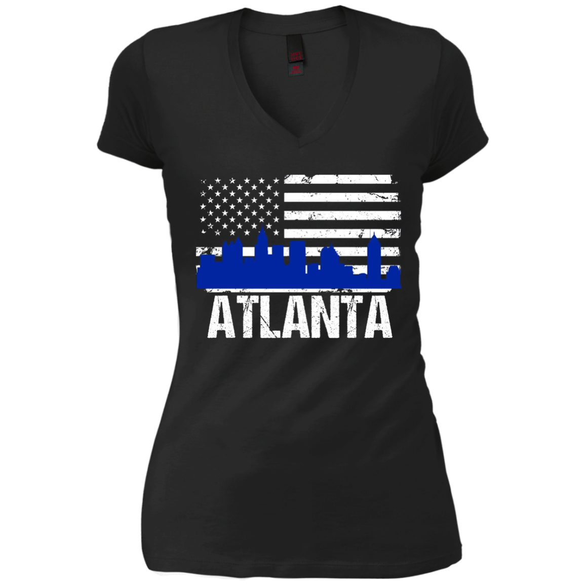 Atlanta Skyline Distressed American Flag Long Sleeve Shirt