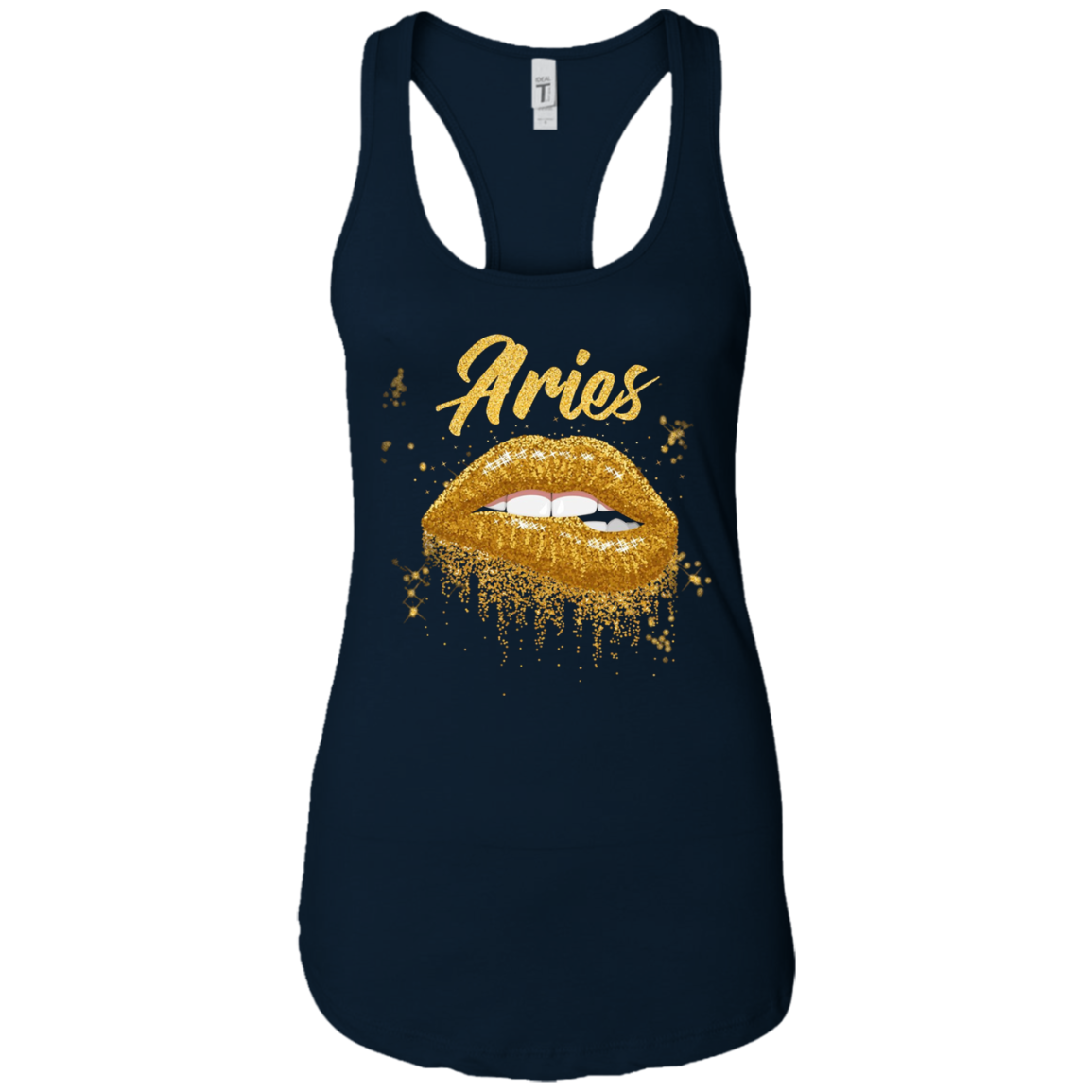 Aries Zodiac Birthday Golden Lips T-Shirt for Black Women