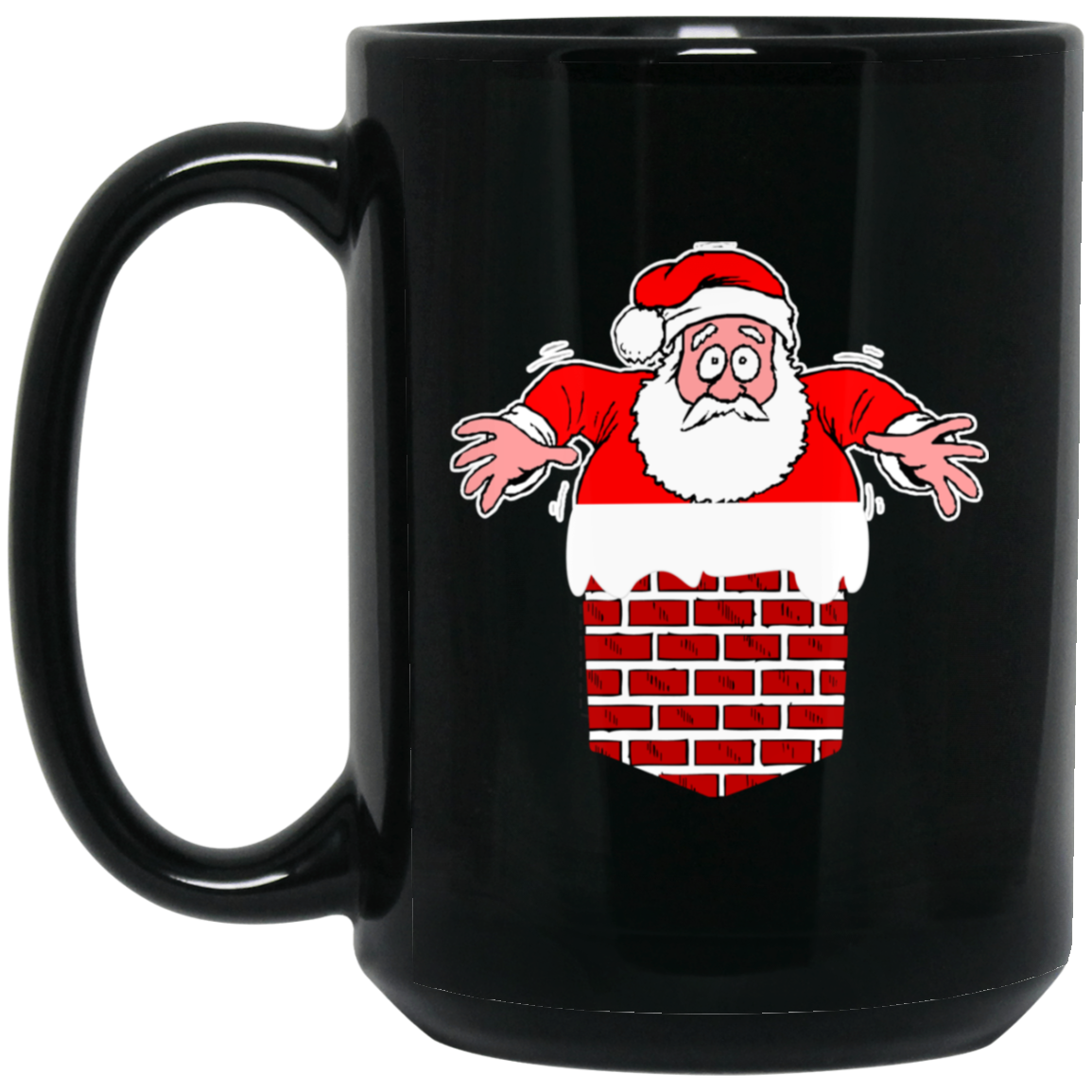 Santa Stuck In Chimney Christmas Pocket T Shirt Gift