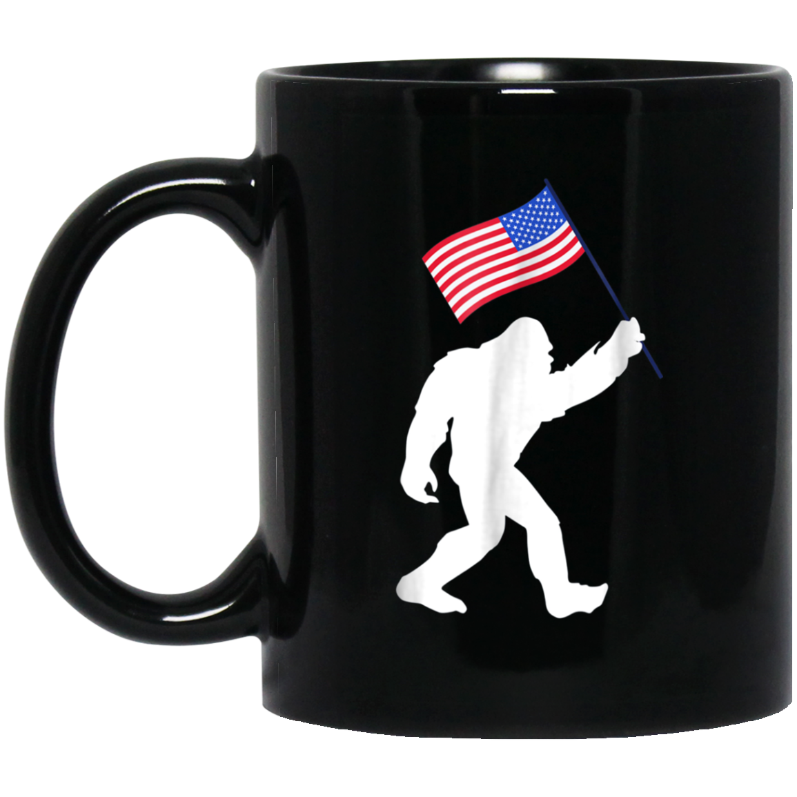 Bigfoot With American Flag Funny 4th Of July T-Shirt