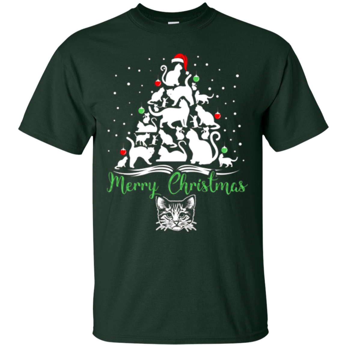 Christmas Tree Merry Christmas Cat Lover Gift T-shirt