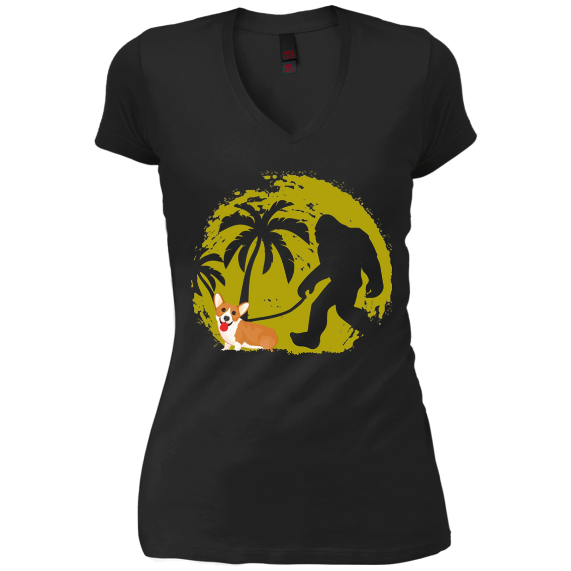 Bigfoot Walking Corgi T Shirt Funny Cute Sasquatch Gift