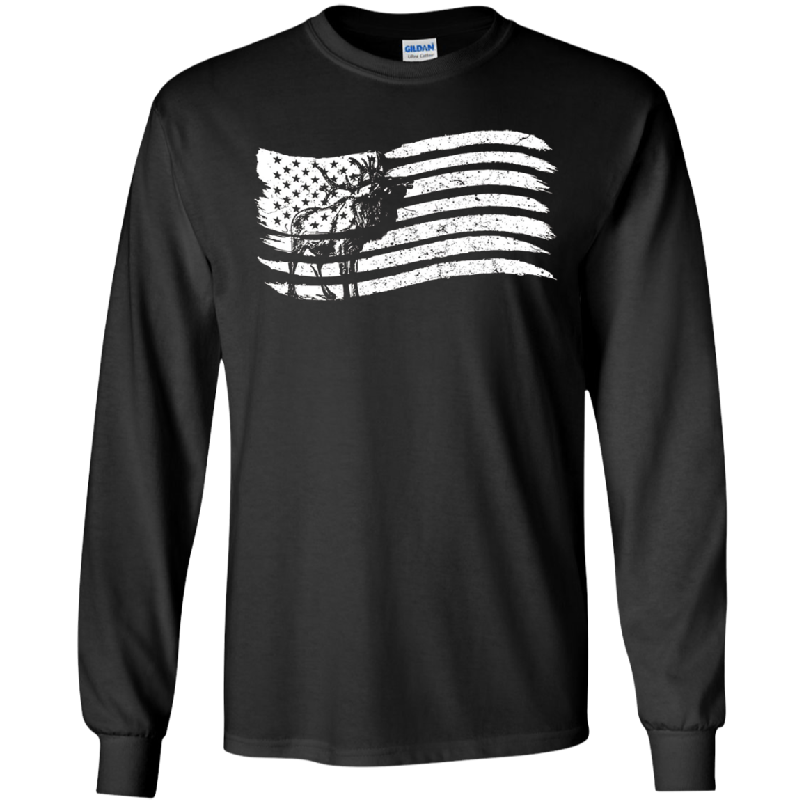 American Flag T-Shirt With Elk Vintage Look