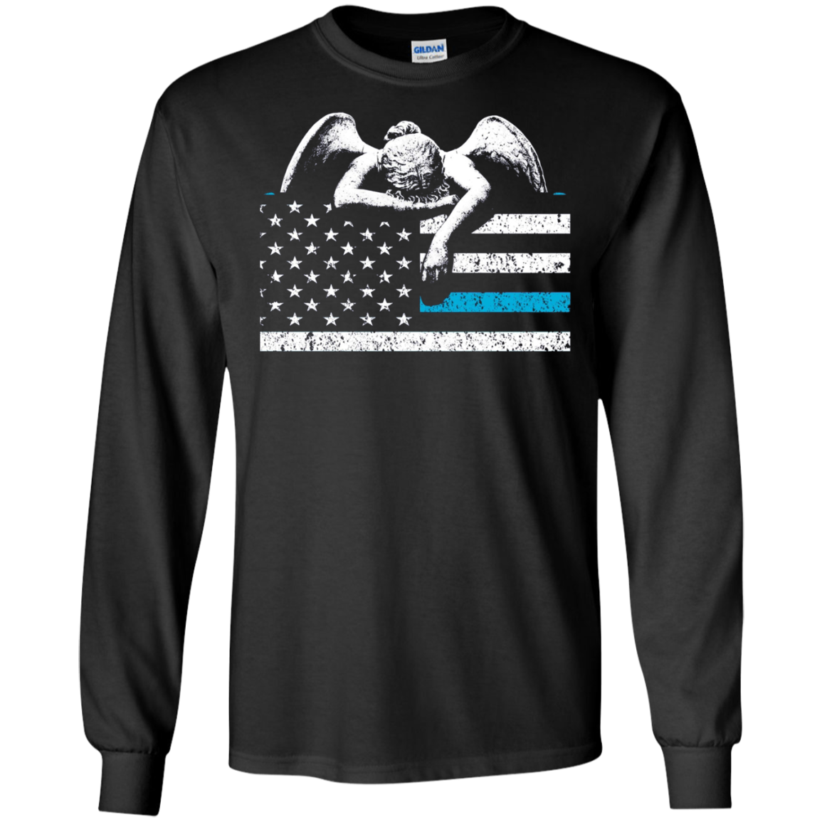 Angel Weeping Thin Blue Line Flag to Honor the Fallen