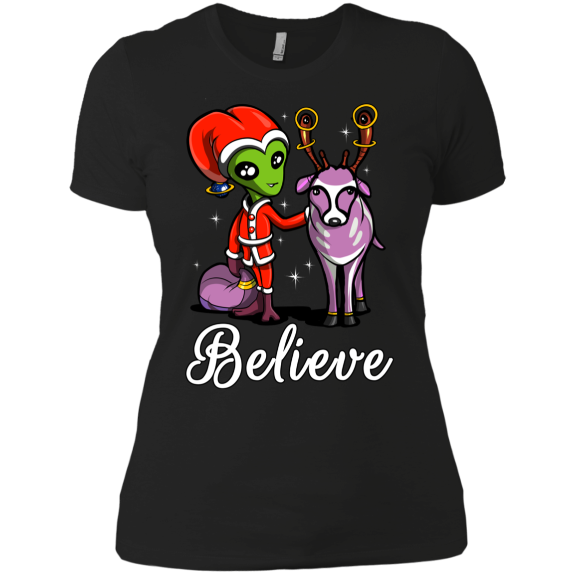 Alien Santa Christmas Funny Ufo Reindeer T-Shirt