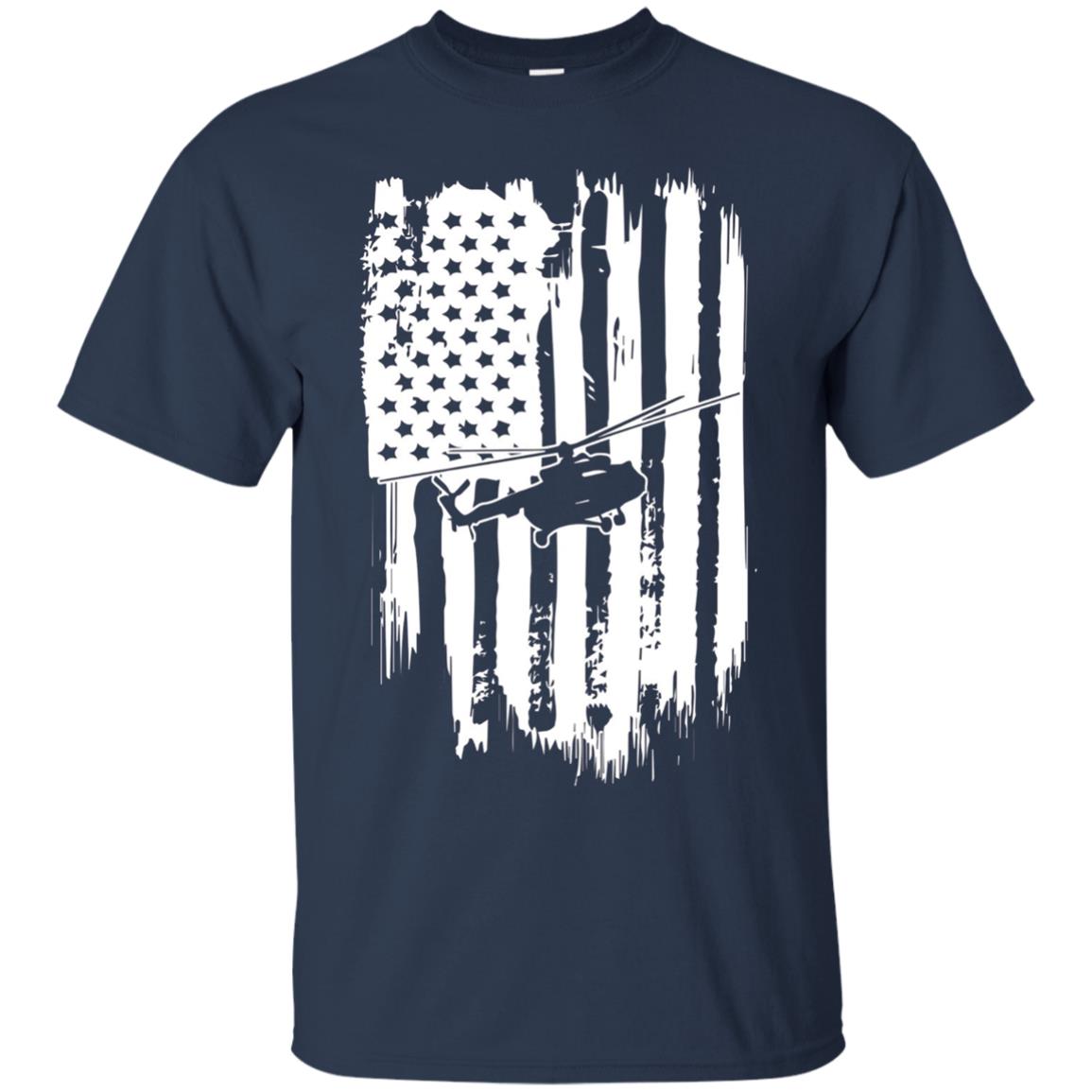 American Flag T-Shirt For Helicopter Pilot Or Fan Patriotic