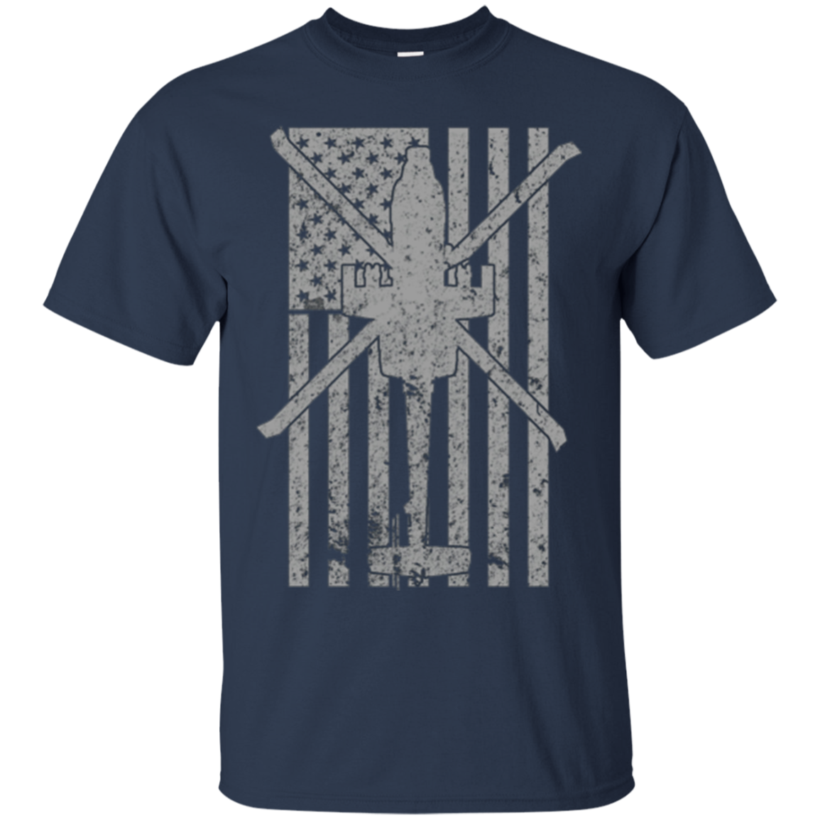 AH-64 Apache Gunship Military Helicopter Vintage Flag Tee
