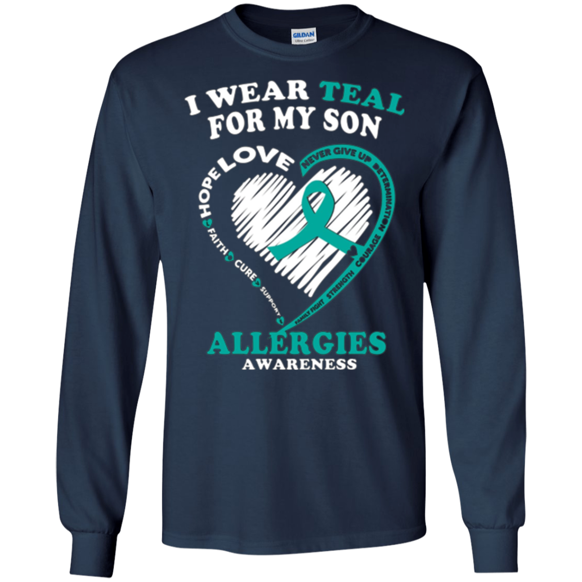 T-shirt de sensibilisation aux allergies - Je porte du sarcelle pour mon fils